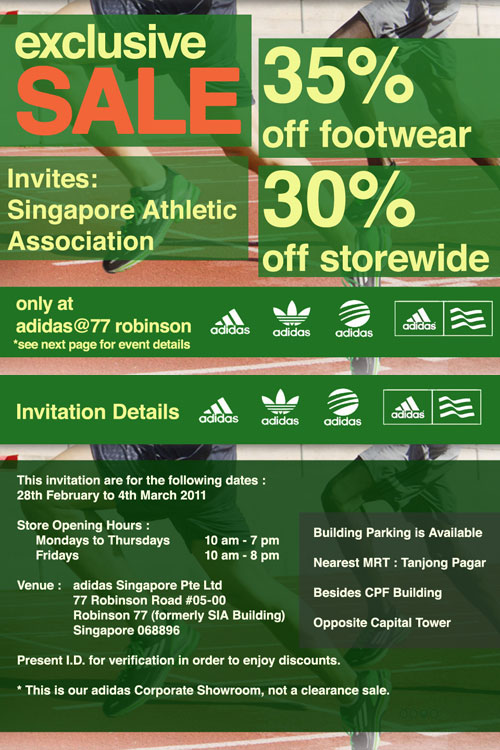 Exclusive adidas Sale Invitation for SAA Track \u0026 Field Series 2  participants | Singapore Athletics